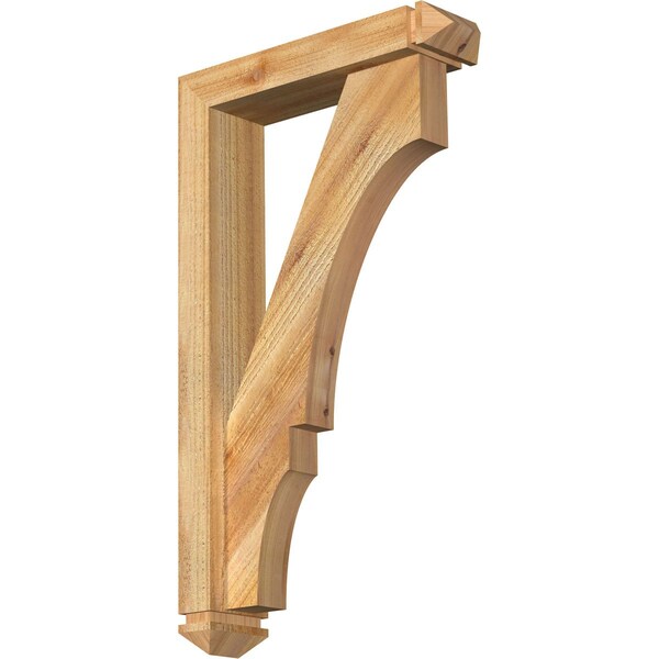 Ekena Millwork Balboa Arts and Crafts Rough Sawn Bracket w/ Offset Brace, Western Red Cedar, 4"W x 16"D x 28"H BKT0402X16X28BOA03RWR - main